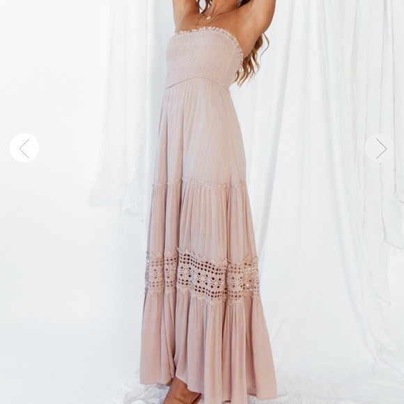 Fortunate one Agatha Maxi Dress Mocha NWT L - Picture 3 of 5